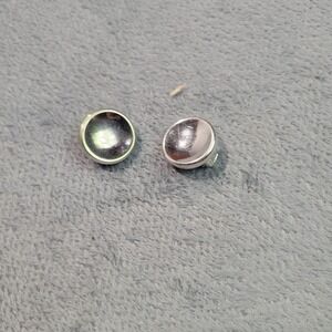 Barclay Clip On Earrings Womens Silver Domed Button‎ Vintage Mid Century Modern